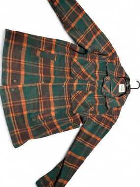 Women’s Plaid Button-Up Jacket - Green & Orange